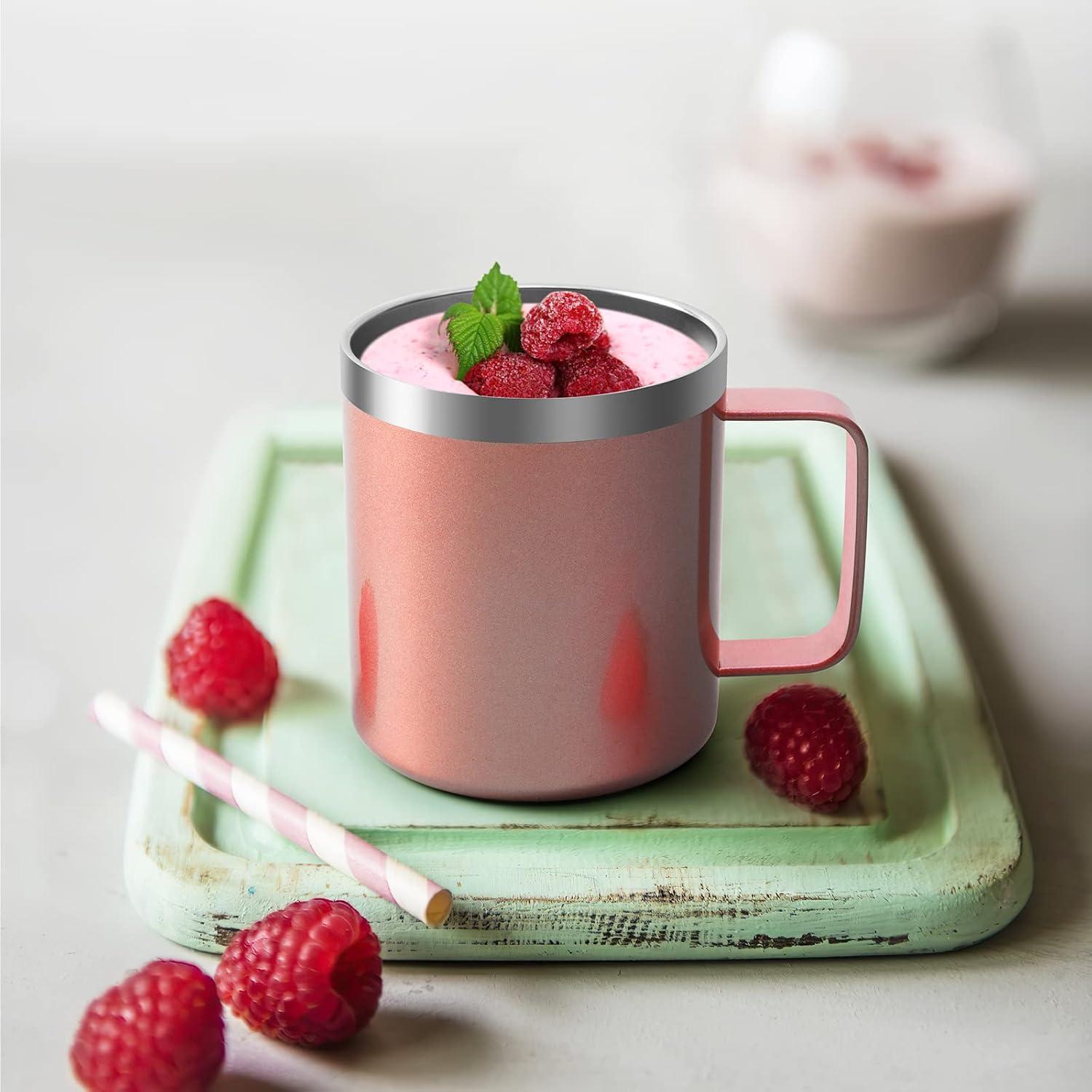 Edelstahl Camping Trinkbecher mit Deckel und Strohhalm 350ml