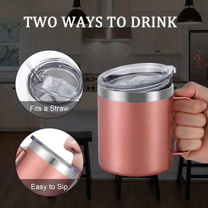 Livole Edelstahl Camping Becher 12oz Trinkbecher Thermobecher Roségold