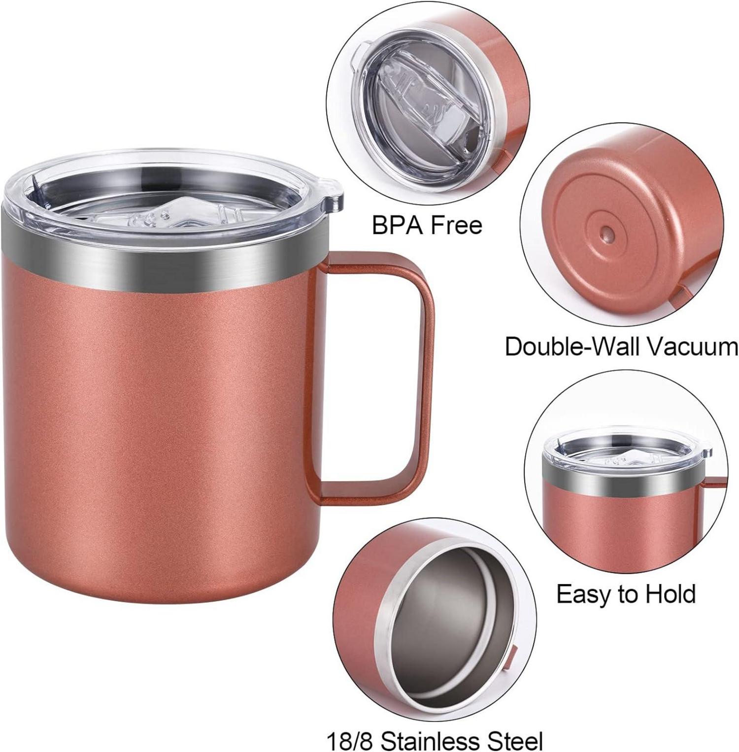 Edelstahl Camping Becher mit Strohhalm und Deckel, 12oz Vacuum