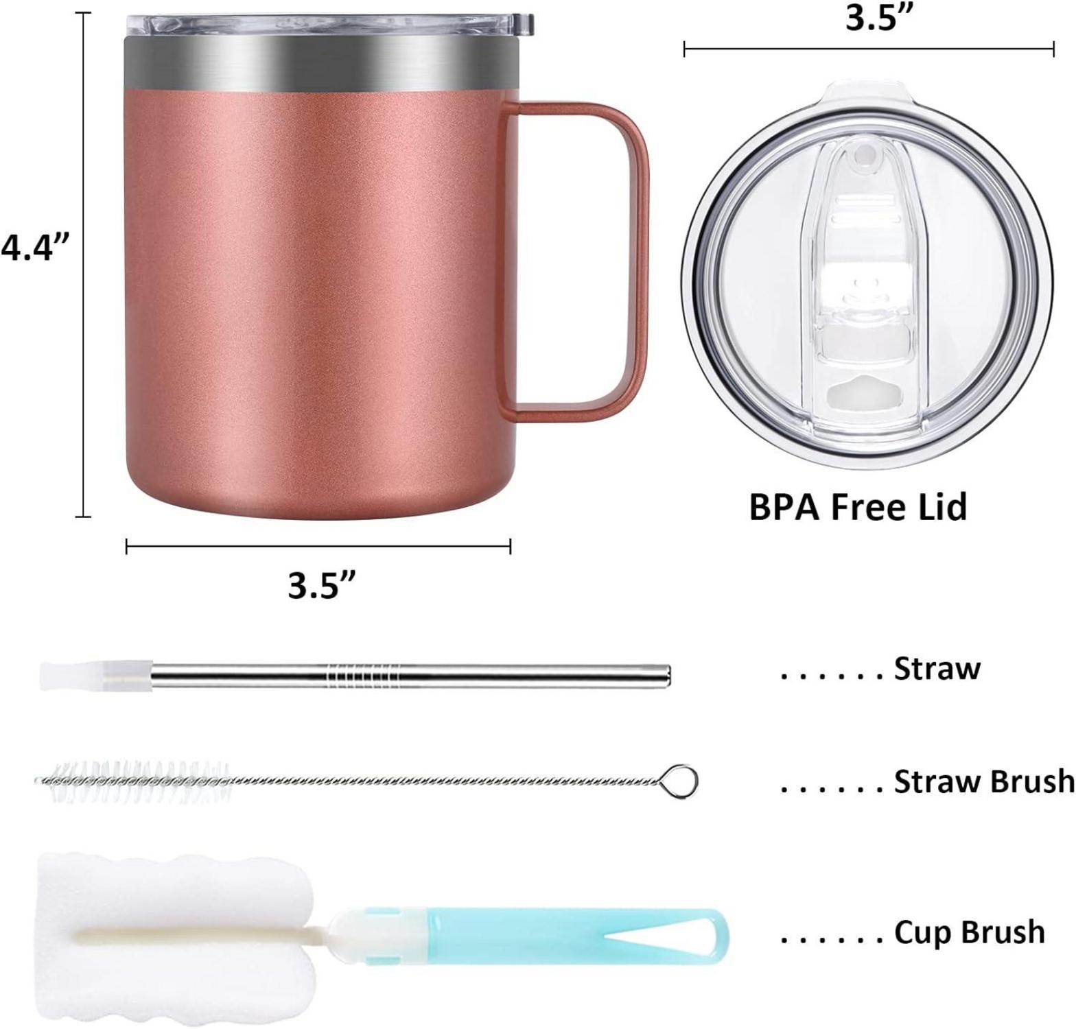 Livole Edelstahl Camping Becher 12oz Trinkbecher Thermobecher Roségold