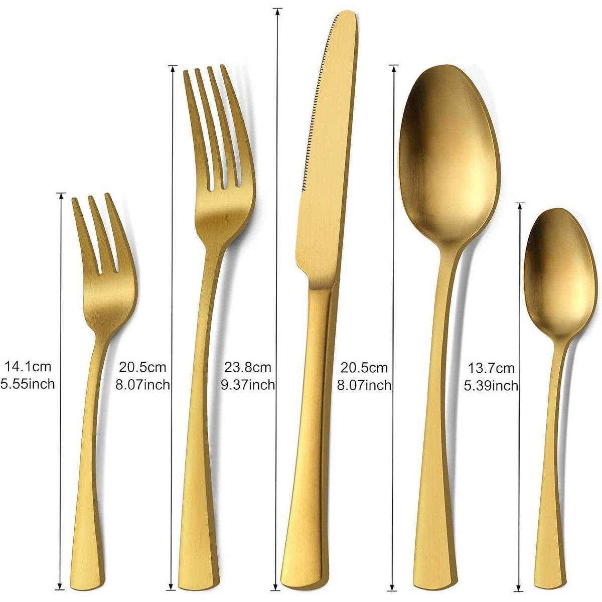 Edelstahl Besteckset Matt Gold für 12 Personen, 60-teilig, Spülmaschinenfest