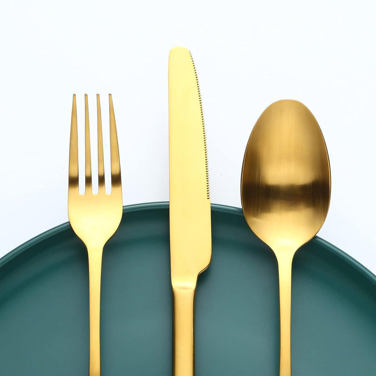 Edelstahl Besteckset Matt Gold für 12 Personen, 60-teilig, Spülmaschinenfest