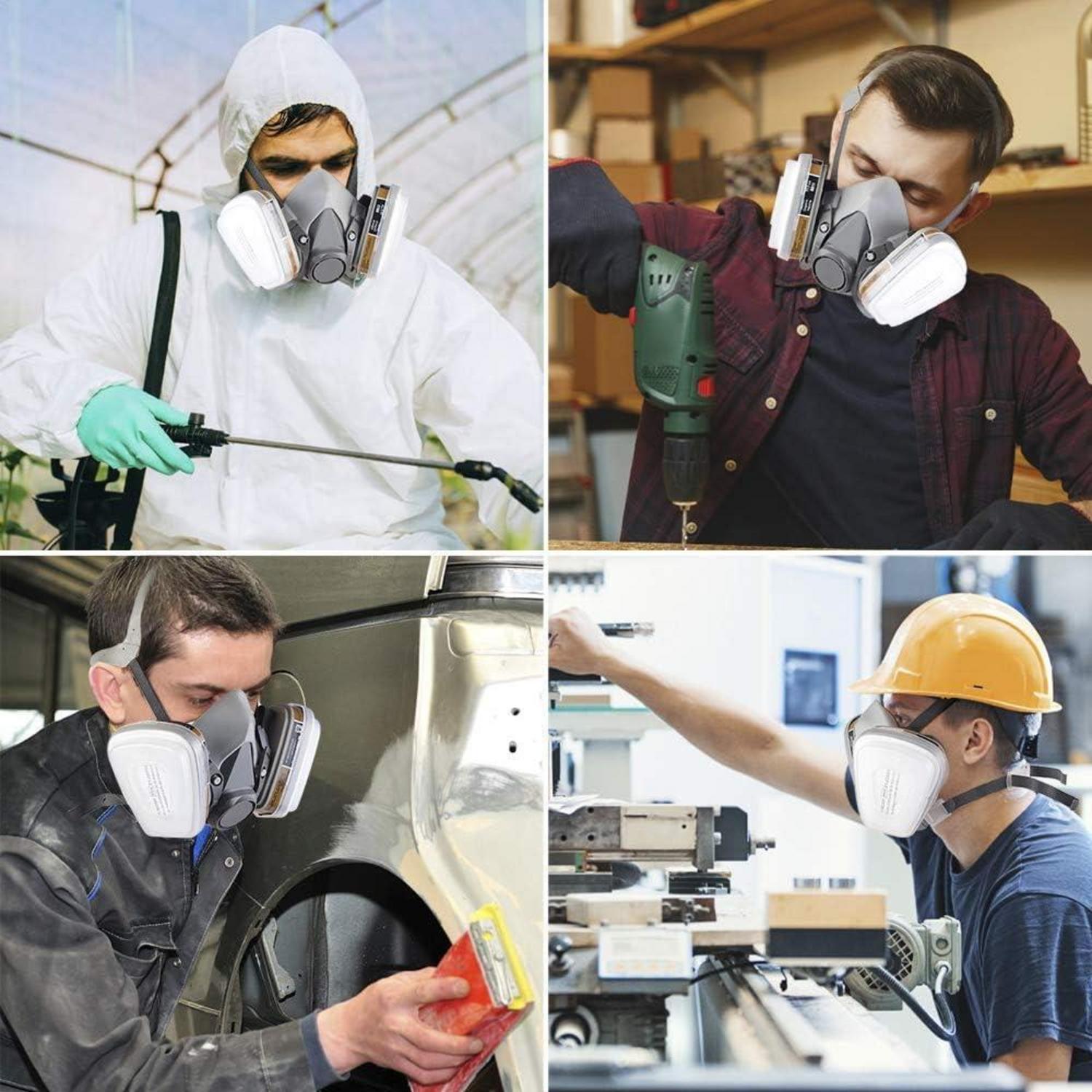 LAMANICE Wiederverwendbare Chemische Atemschutzmaske mit Effektivem Filtrationssystem