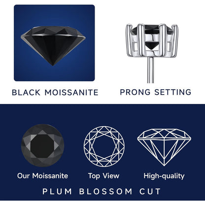 Schwarze Moissanite Ohrstecker 2 Karat 925 Sterling Silber