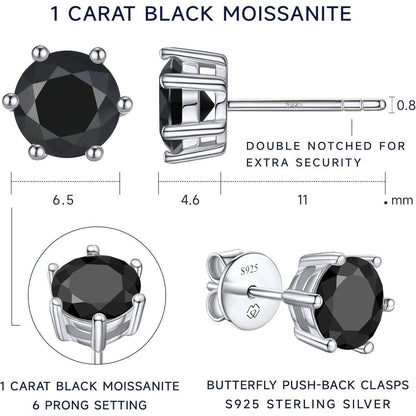 Schwarze Moissanite Ohrstecker 2 Karat 925 Sterling Silber