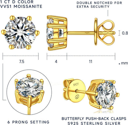 Moissanite Ohrringe Gold 585, 2 Karat Ohrstecker