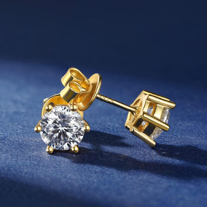 MomentWish Moissanit Ohrringe Gold 585 Damen 2 Karat Stein 6.5mm Hypoallergen Geschenk