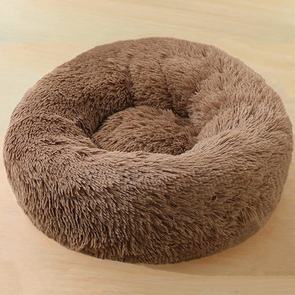 Flauschiges Hundebett Rund 100cm Kaffee – Waschbar & Rutschfest