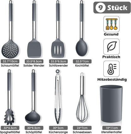 Herogo 9-teiliges Silikon Kochutensilien Set mit