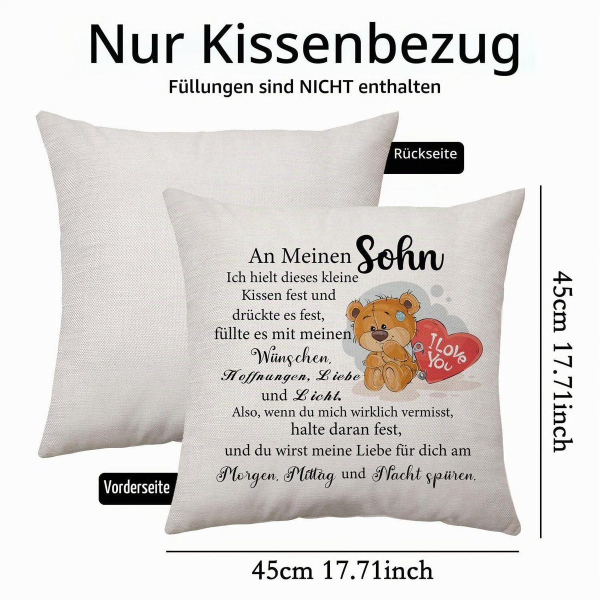 Kissenbezug "Sohn Geschenk" - Baumwolle 45x45 cm