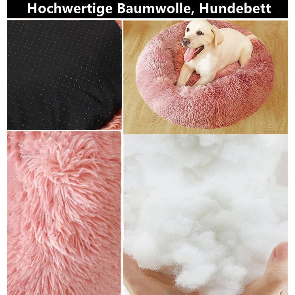 Flauschiges Hundebett Donut – Hellgrau, 100cm