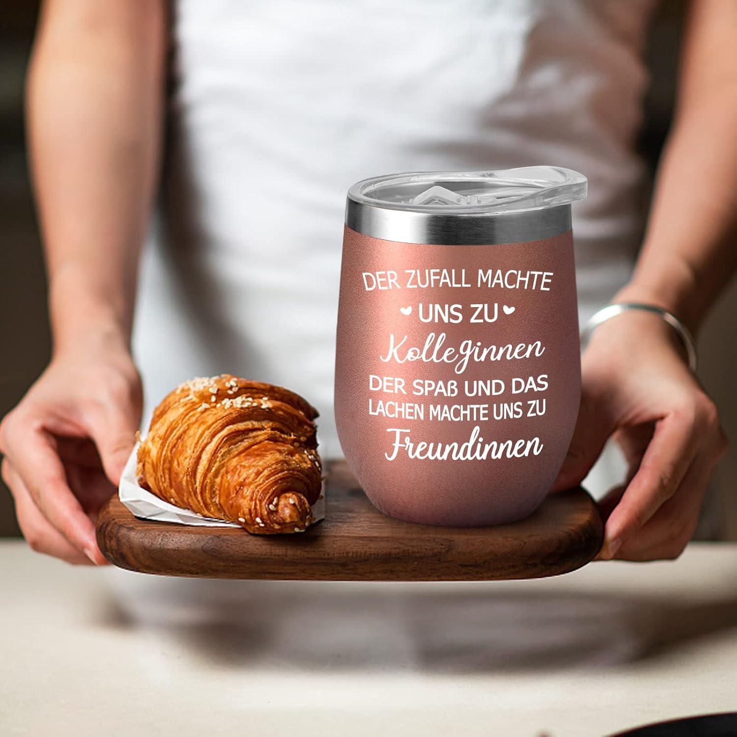 Livole Geschenk Kollegin Geburtstag 12oz Edelstahl Weinbecher 600ml Coffee Becher