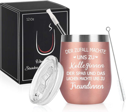 Livole Geschenk Kollegin Geburtstag 12oz Edelstahl Weinbecher 600ml Coffee Becher