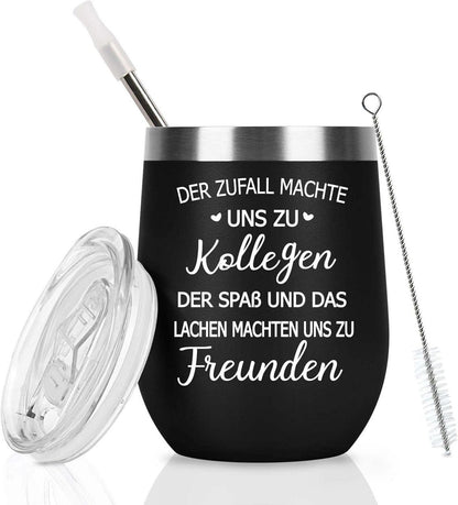 Livole Abschiedsgeschenk Kollegen 350ml 12oz Edelstahl Weinbecher