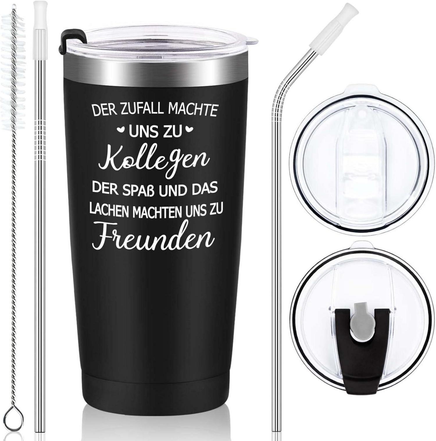 Edelstahl Kaffeebecher 600ml mit Spruch und Vakuumisolierung