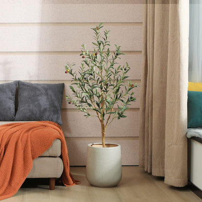 Künstlicher Olivenbaum 120cm mit Naturholzstamm und