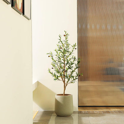 Künstlicher Olivenbaum 120cm mit Naturholzstamm und