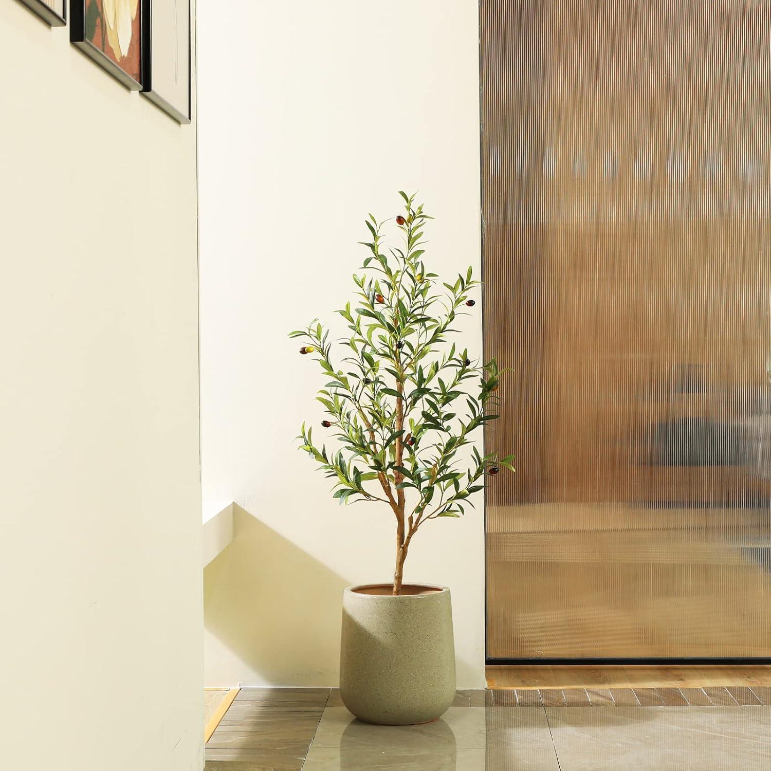 Künstlicher Olivenbaum 120cm Naturholzstamm lebensecht Bürodekoration