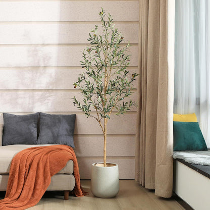 Künstlicher Olivenbaum mit Naturholzstamm, 180cm