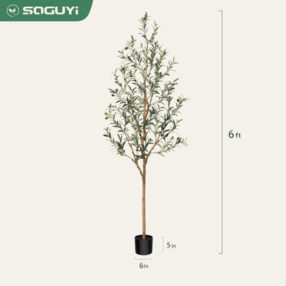 Künstlicher Olivenbaum mit Naturholzstamm, 180cm