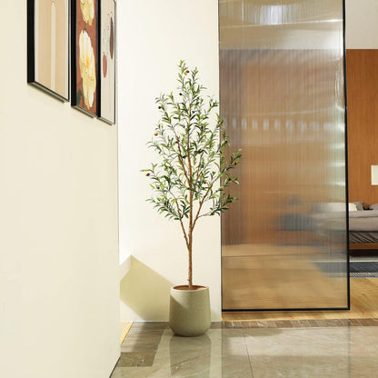 Künstlicher Olivenbaum mit Naturholzstamm, 180cm