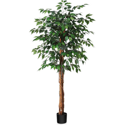 150cm SOGUYI Ficusbaum Kunstpflanze Naturholz Stamm Oase