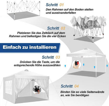COBIZI Pavillon 3x3m Wasserdicht Stabil Winterfest UV 50+ Strand Camping Garten