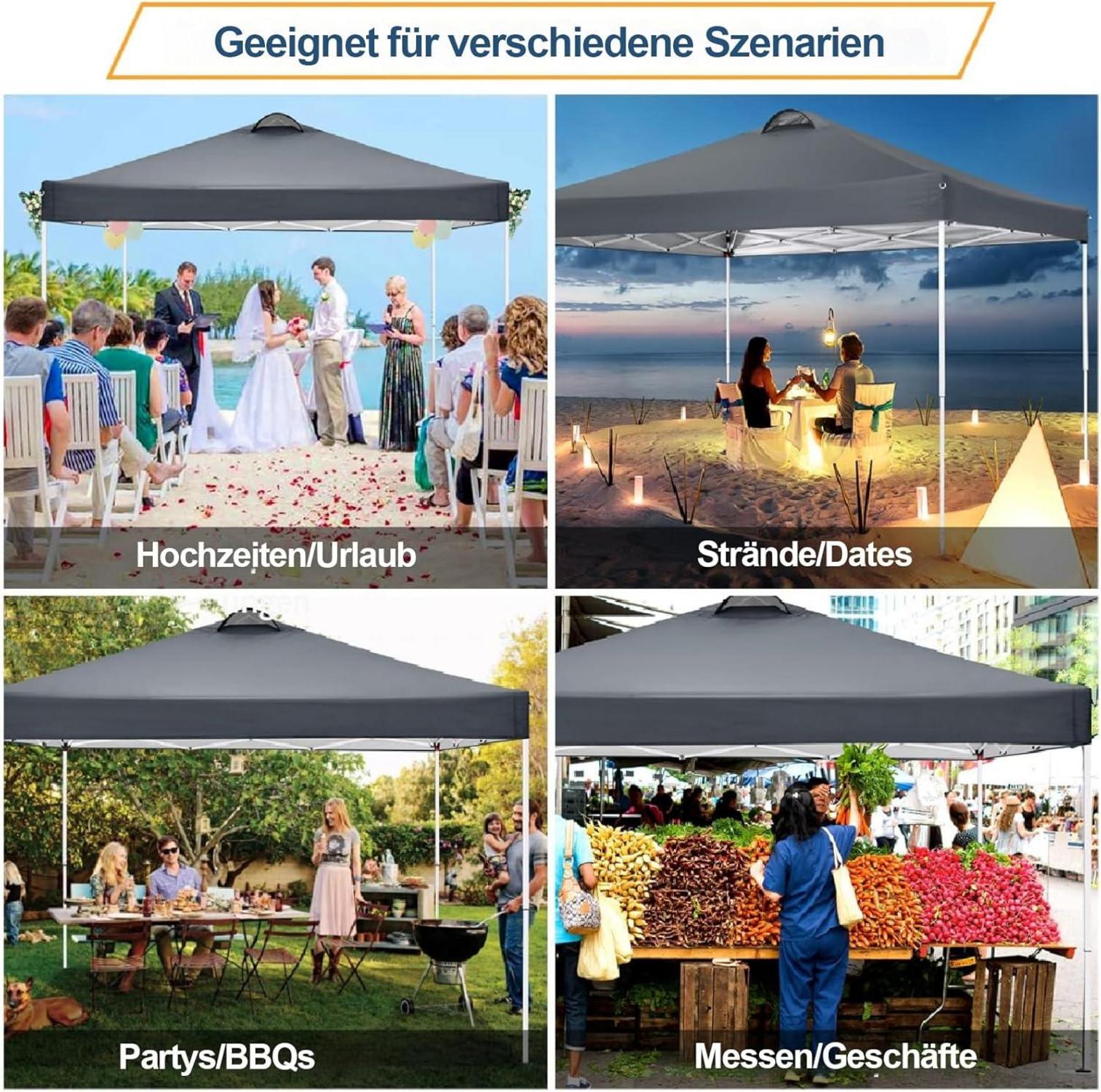 Pavillon 3x3 UV-Schutz 50+ Faltpavillon Wasserdicht Stabil Winterfest