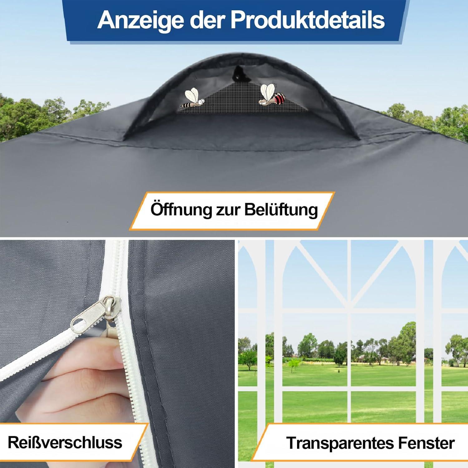 COBIZI Pavillon 3x3 UV 50+ Faltpavillon Stabil Wasserdicht 4 Seitenteile
