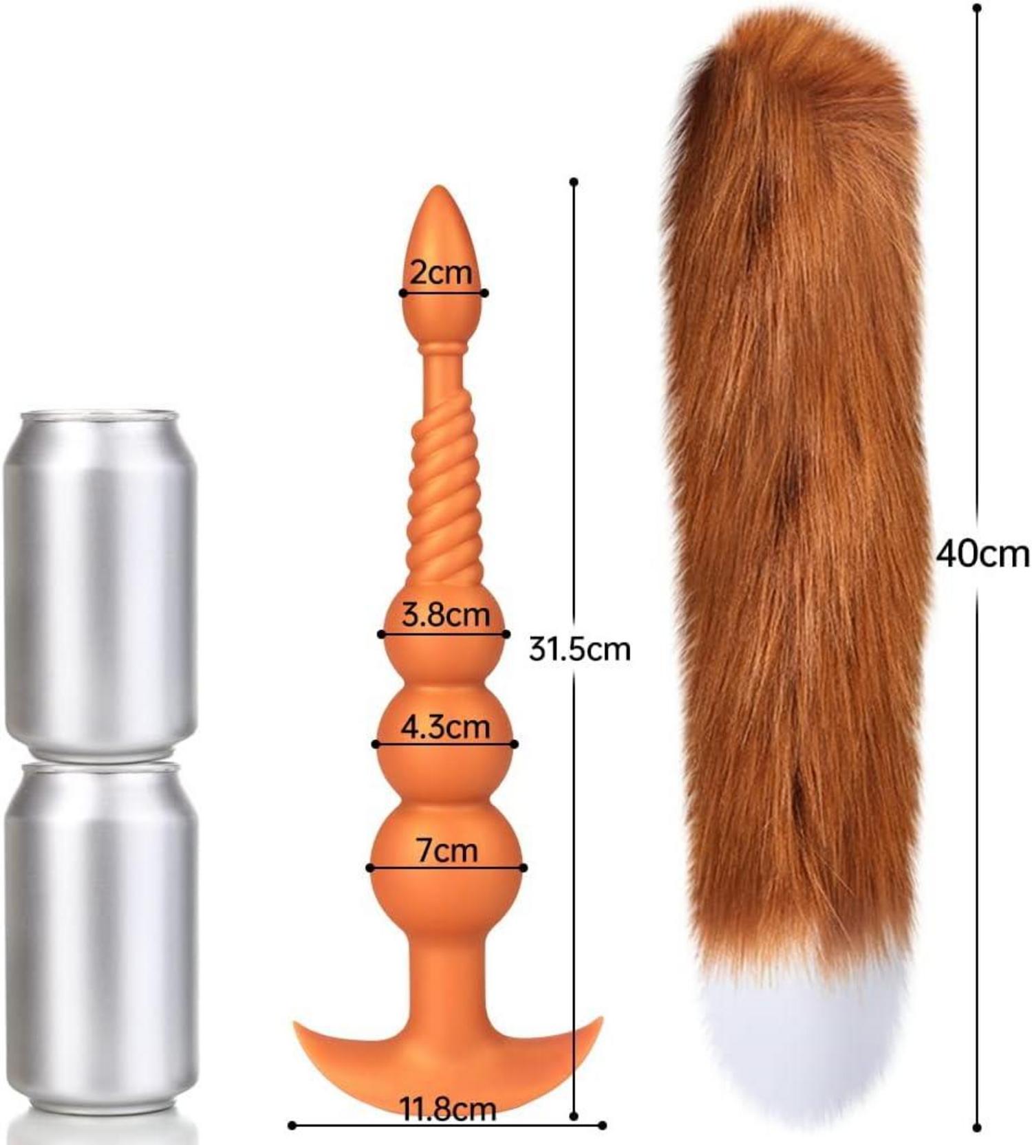 Anal Butt Plug Fuchsschwanz Extra Lang Silikon Sexspielzeug BDSM