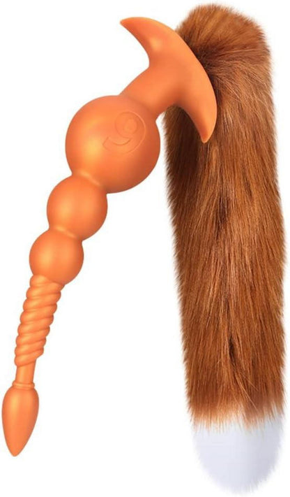 Anal Butt Plug mit Fuchsschwanz, Flüssiges Silikon, Analkette, Erotik