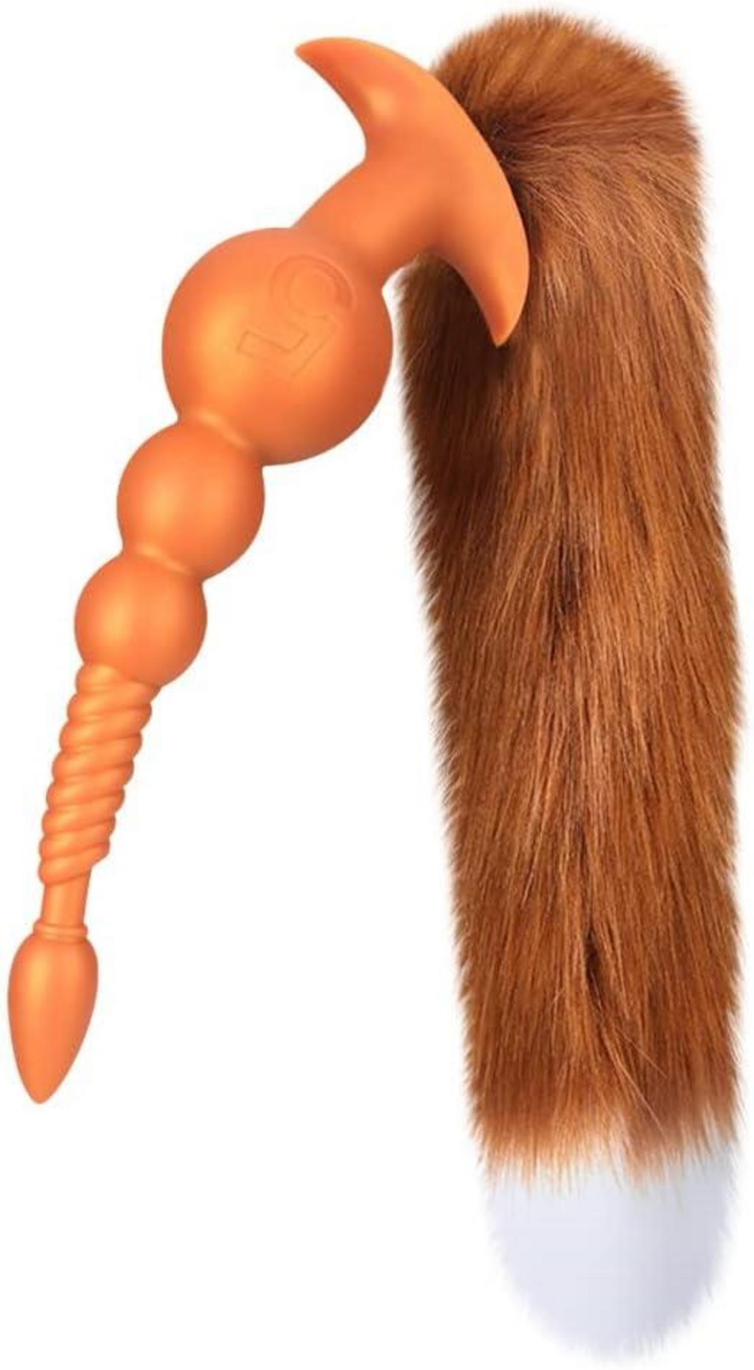 Anal Plug mit Fuchsschwanz, Flüssiges Silikon, Extra lang, BDSM