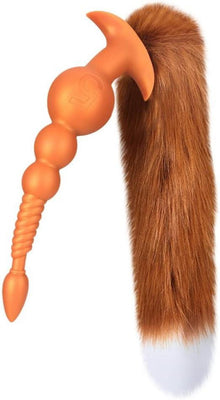 Anal Plug mit Fuchsschwanz, Flüssiges Silikon, Extra lang, BDSM