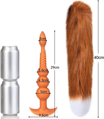 Anal Butt Plug Fuchsschwanz Extra Lang Silikon Sexspielzeug BDSM