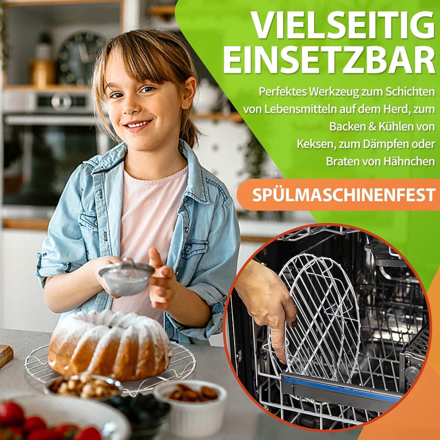 Abkühlgitter Rund 2er Set Edelstahl Kuchengitter 27cm Silber