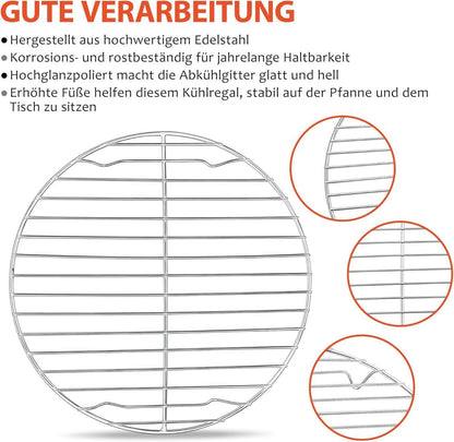 Joyfair Rund Abkühlgitter Edelstahl 2er Set Backen Kühlen Dämpfen 23cm