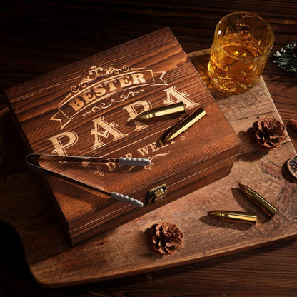 Whiskyset mit 2 Whiskeygläser 6 Steine Geschenk für Papa