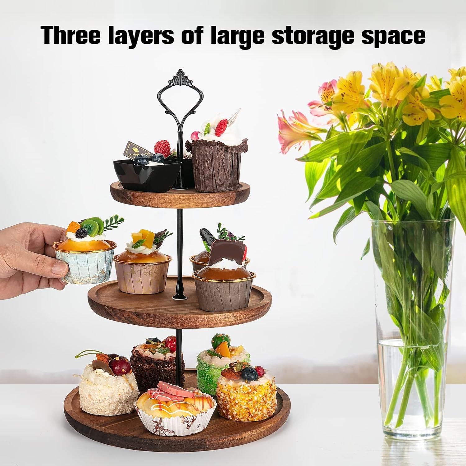 Holz Etagere Tortenständer Cupcake Ständer Kuchenplatte Servierständer