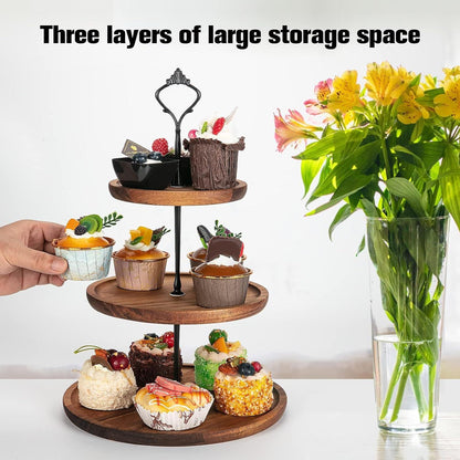 Holz Etagere Tortenständer Cupcake Ständer Kuchenplatte Servierständer