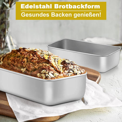 Edelstahl Brotbackform 2er Set für Saftige Fluffige Brot/Kuchen