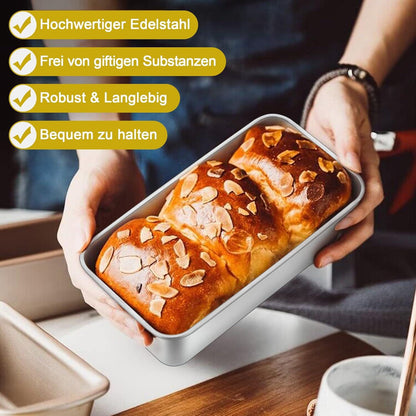 Edelstahl Kastenform 2er Set Brotbackform Toastbrot 23,5 x 12,6 x 6 cm