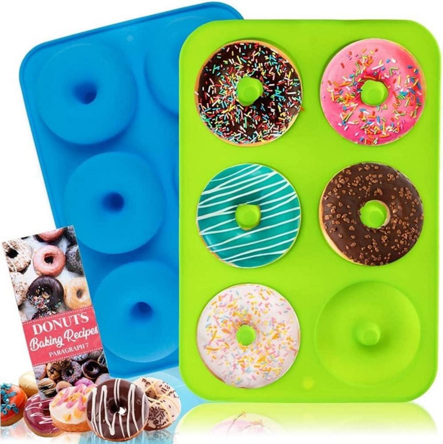 Silikon Backform für Donuts, 2er Set mit 6 Fächern, Hitzebeständig
