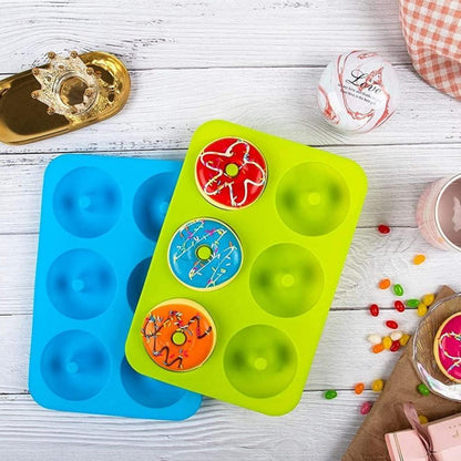 Silikon Backform für Donuts, 2er Set mit 6 Fächern, Hitzebeständig