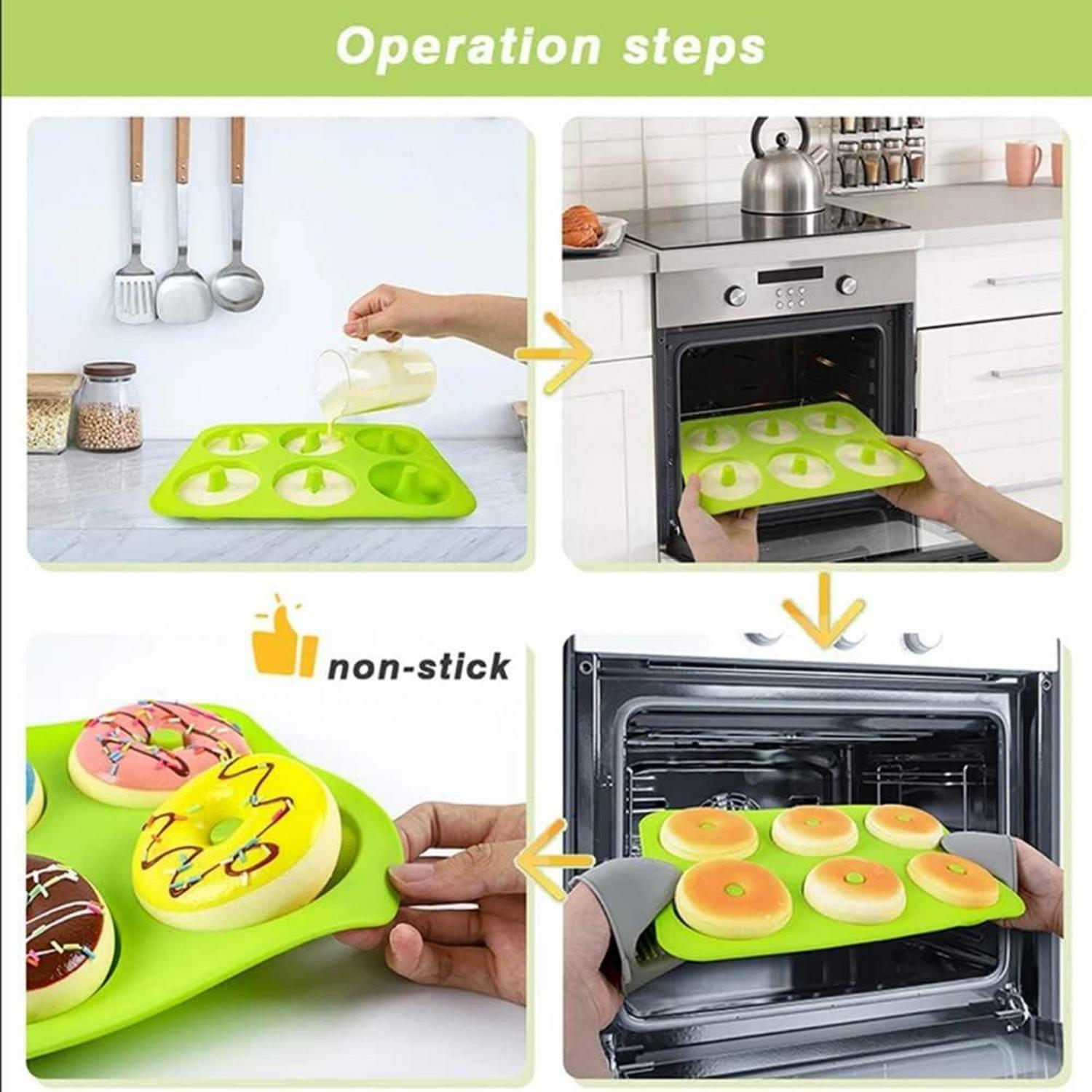 Silikon Donuts Backformen 2er Set 6-Fächer für Kuchen & Desserts
