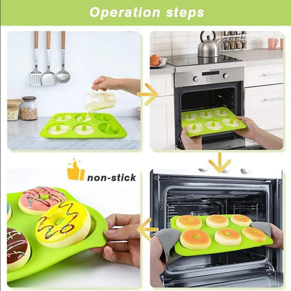 Silikon Donuts Backformen 2er Set 6-Fächer für Kuchen & Desserts