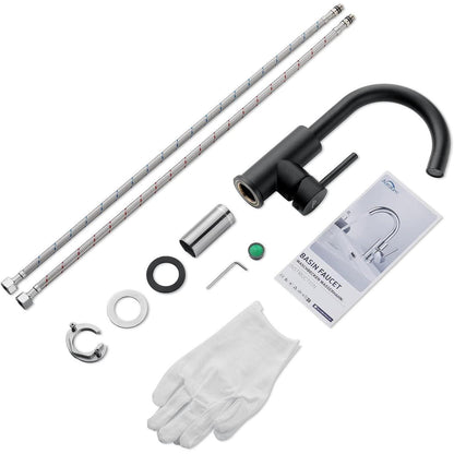 Auralum Schwarz Matt Waschtischarmatur 360 Grad drehbar