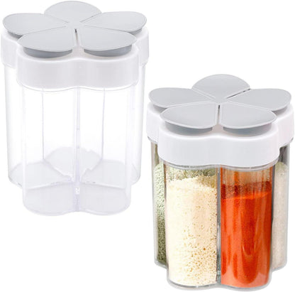 2er Set Gewürzdosen 5 in 1 Kunststoff Gewürzstreuer Transparent