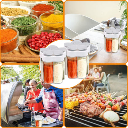 Cisolen 2er Set Gewürzgläser 5 in 1 Gewürzdosen Transparent BBQ Camping Küche