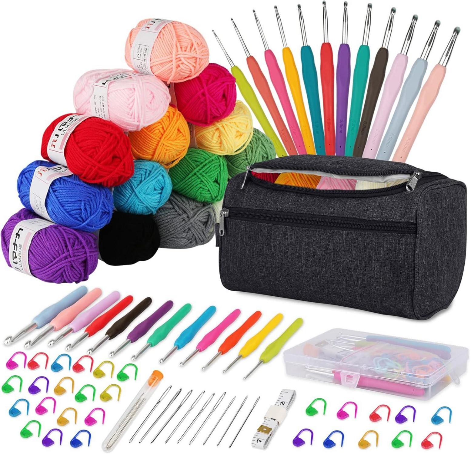 Häkelnadel Set 90 Stück Häkelset 15Pcsx25g 2mm-8mm Ergonomische