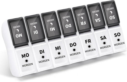 Deutsche Tablettenbox 7 Tage 2 Fächer Abnehmbar Pillendose